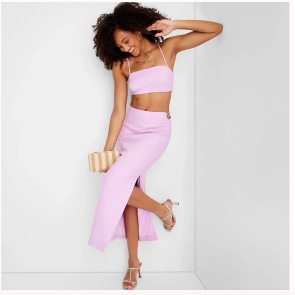 Future Collective Jenee Naylor Lilac Maxi Skirt with Slit (Sz 14)